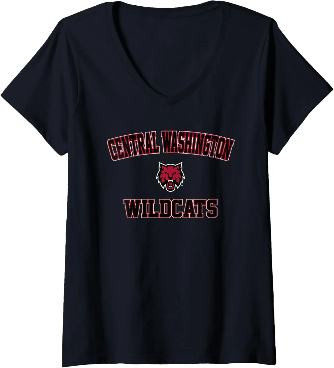 Womens Central Washington University Wildcats Campus Classic V-Neck T-Shirt
