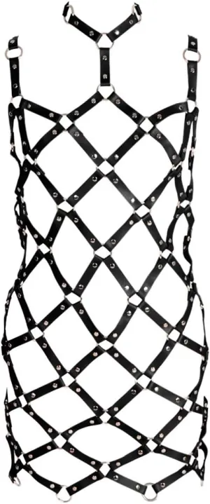 Women's full body harness bra Chest strap Punk gothic skirt Leather lingerie cage set Waist belt Dance Photography Rock