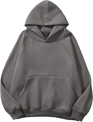 Womens Oversized Hoodies Sweatshirt Basic Solid Long Raglan Sleeves Loose Fleece Hooded Pullover With Kangaroo Pocket