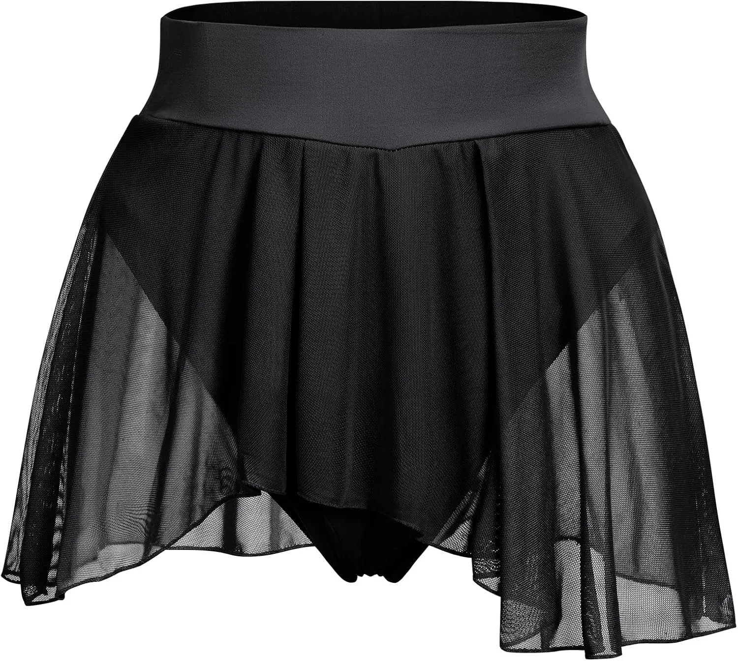 Womens Sexy Flowy Skirts Shorts Sheer Tulle 2 in 1 Pole Dance Yoga Rave Bottoms Sexy Butterfly Booty Shorts Hot Pants