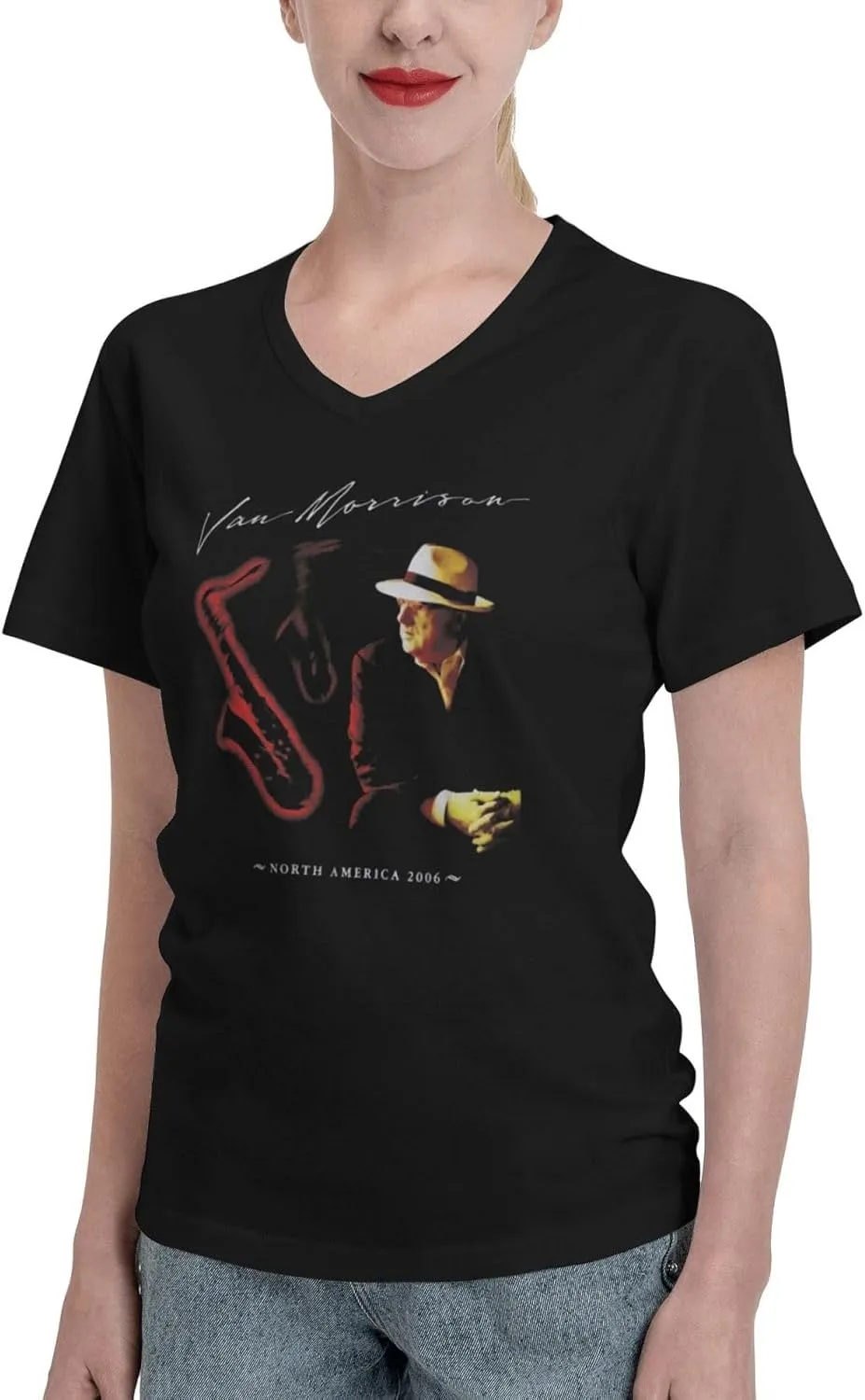 Women's T Shirt Casual V Neck Cotton Tshirt Short Sleeve Tee