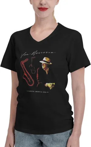 Women's T Shirt Casual V Neck Cotton Tshirt Short Sleeve Tee