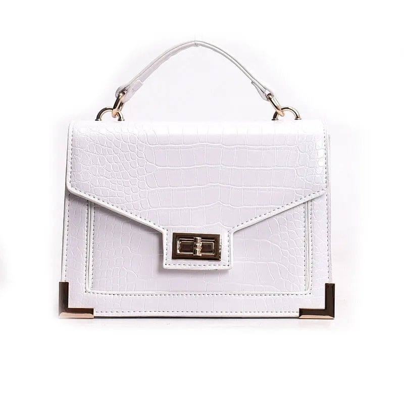 Women's Vintage Look Alligator Patterned Shoulder Handbag