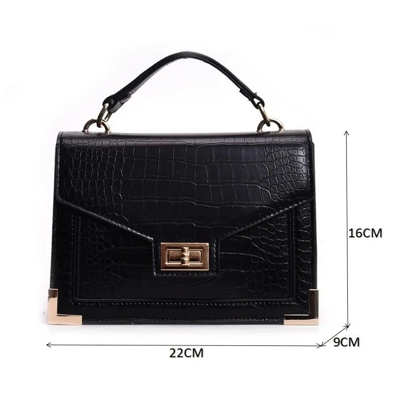 Women's Vintage Look Alligator Patterned Shoulder Handbag