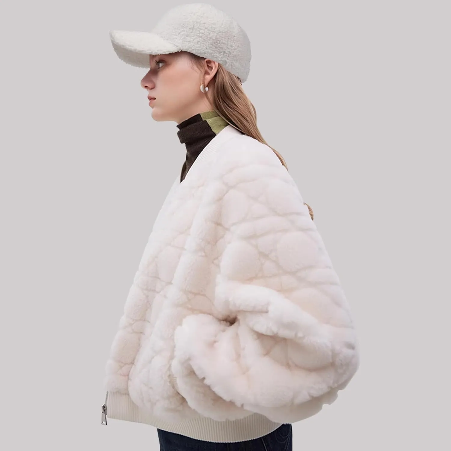 Women's Winter Baseball Cap Adjustable Solid Color Lamb Wool Warm Baseball Cap Unisex Unconstructed Plain Cap