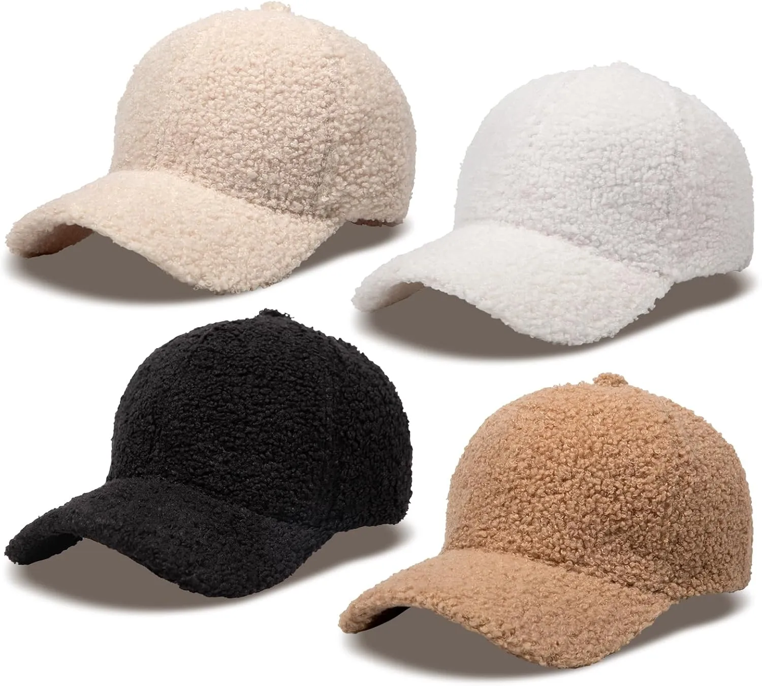 Women's Winter Baseball Cap Adjustable Solid Color Lamb Wool Warm Baseball Cap Unisex Unconstructed Plain Cap