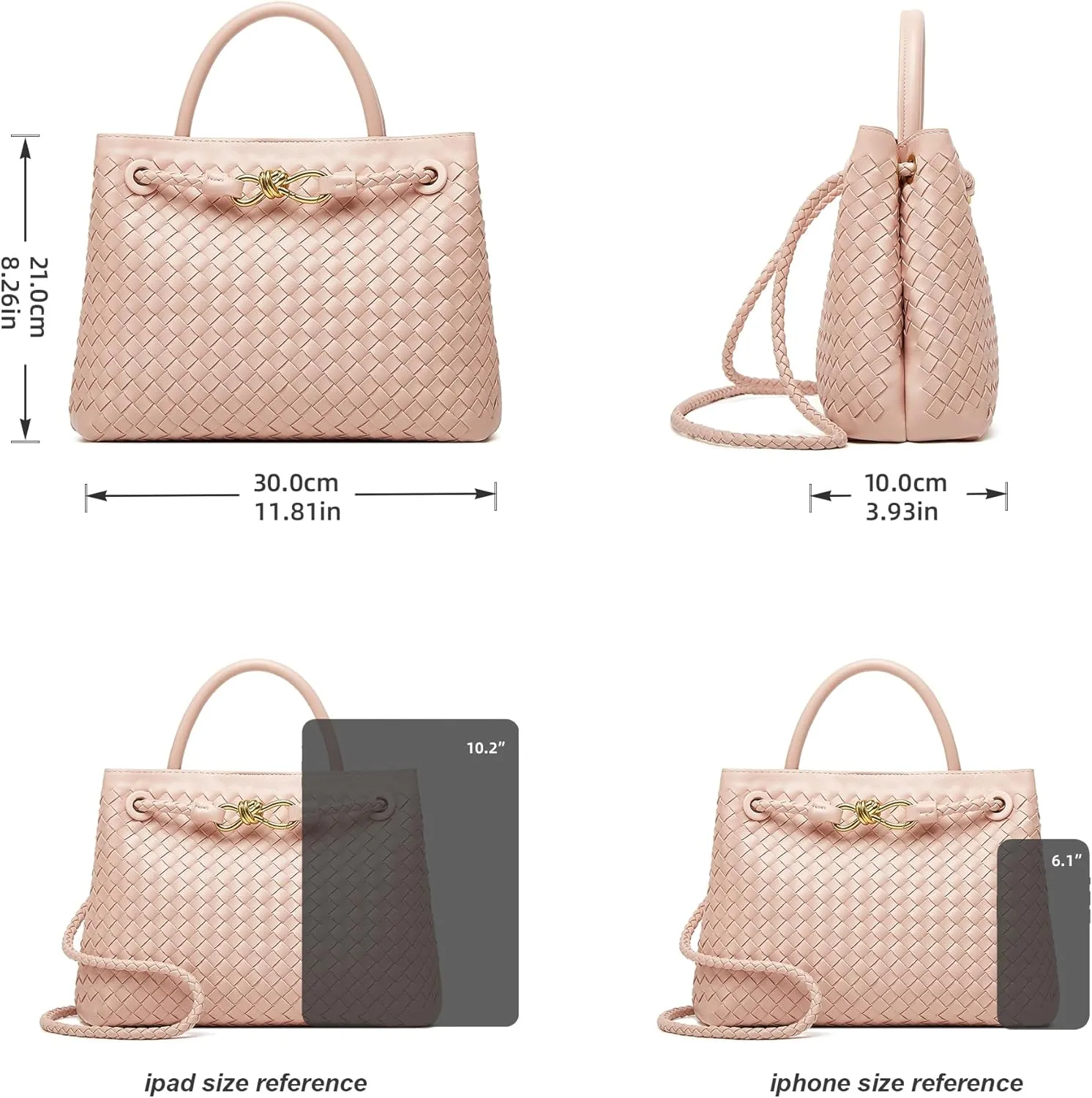 Woven Bags for Women Tote Purse: Vegan Leather Shoulder Handbags - Large Beach Tote - Travel Totes Handwoven Satchel