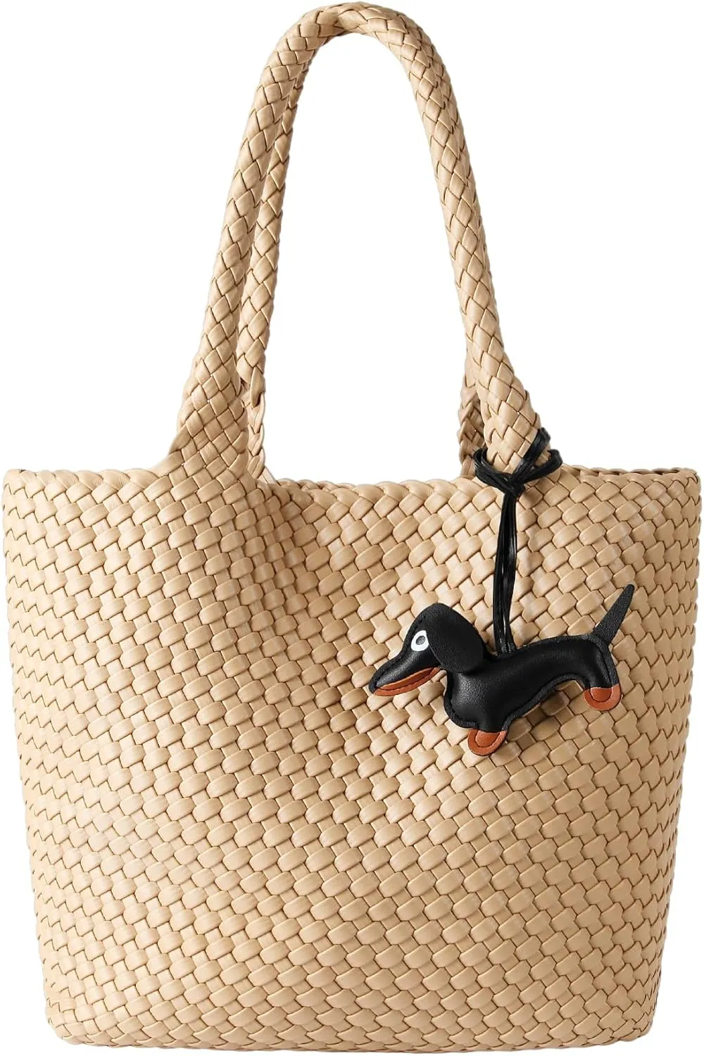 Woven Summer Beach Tote Bag Handbags Womens Purse - Vegan Leather Shoulder Bags Large Travel Totes