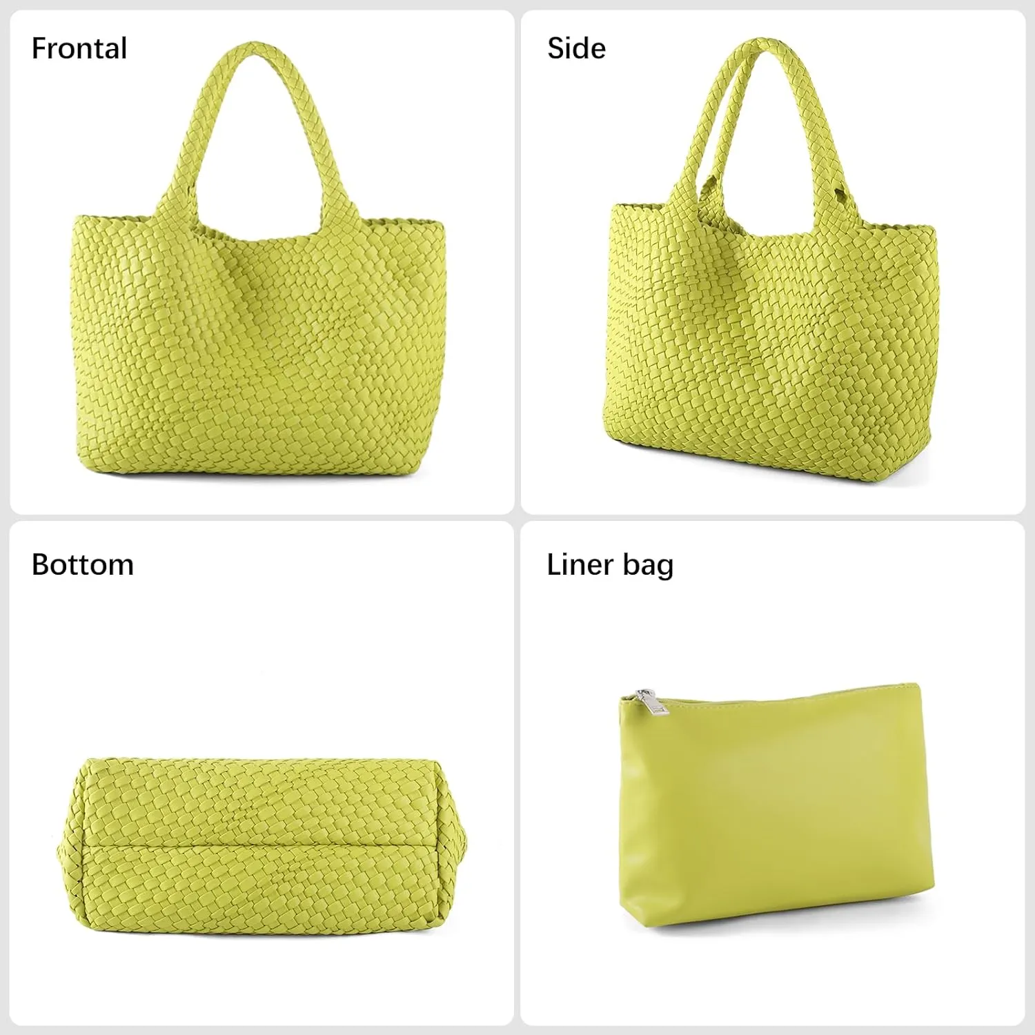 Woven Tote Bag Womens Purse Vegan Leather Shoulder Handbags Fashion Summer Beach Tote Bags Large Travel Totes