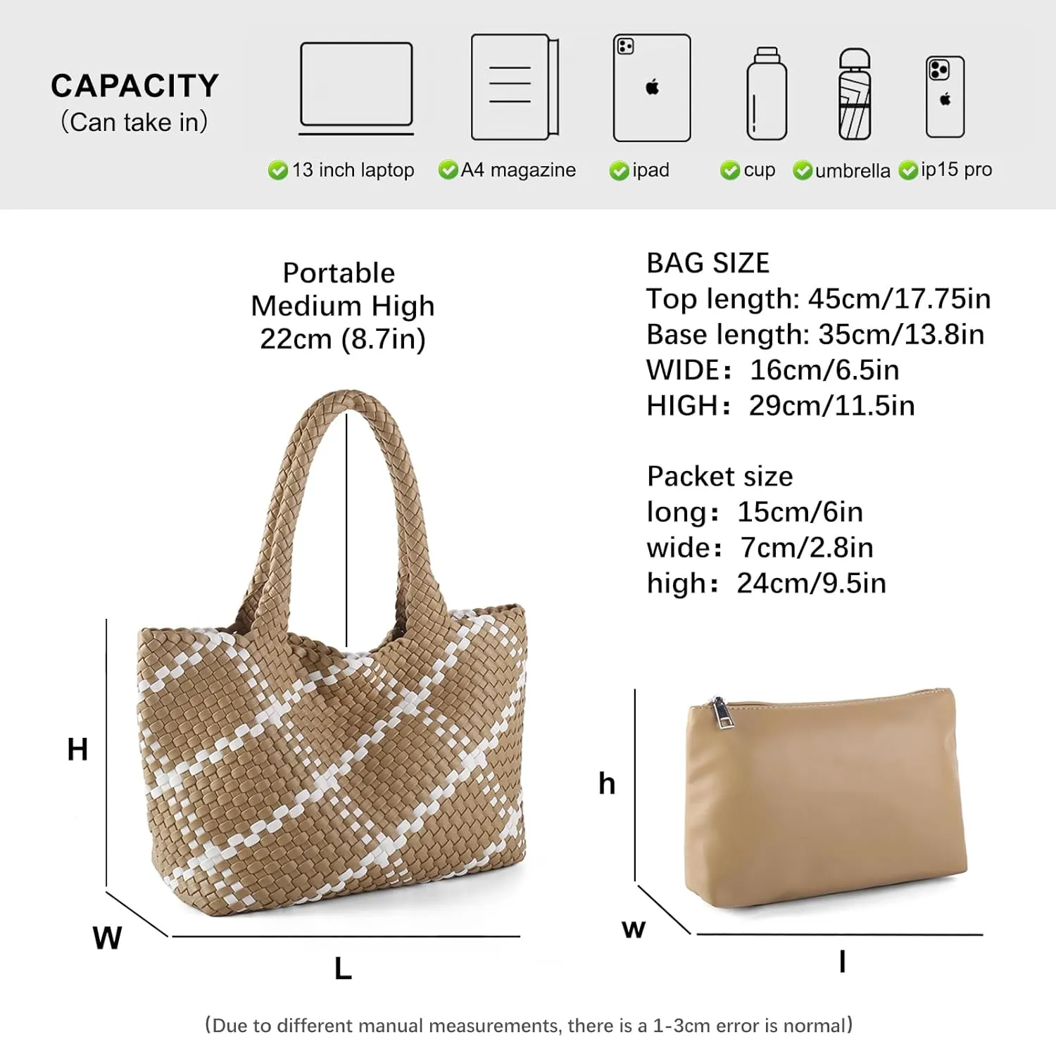 Woven Tote Bag Womens Purse Vegan Leather Shoulder Handbags Fashion Summer Beach Tote Bags Large Travel Totes