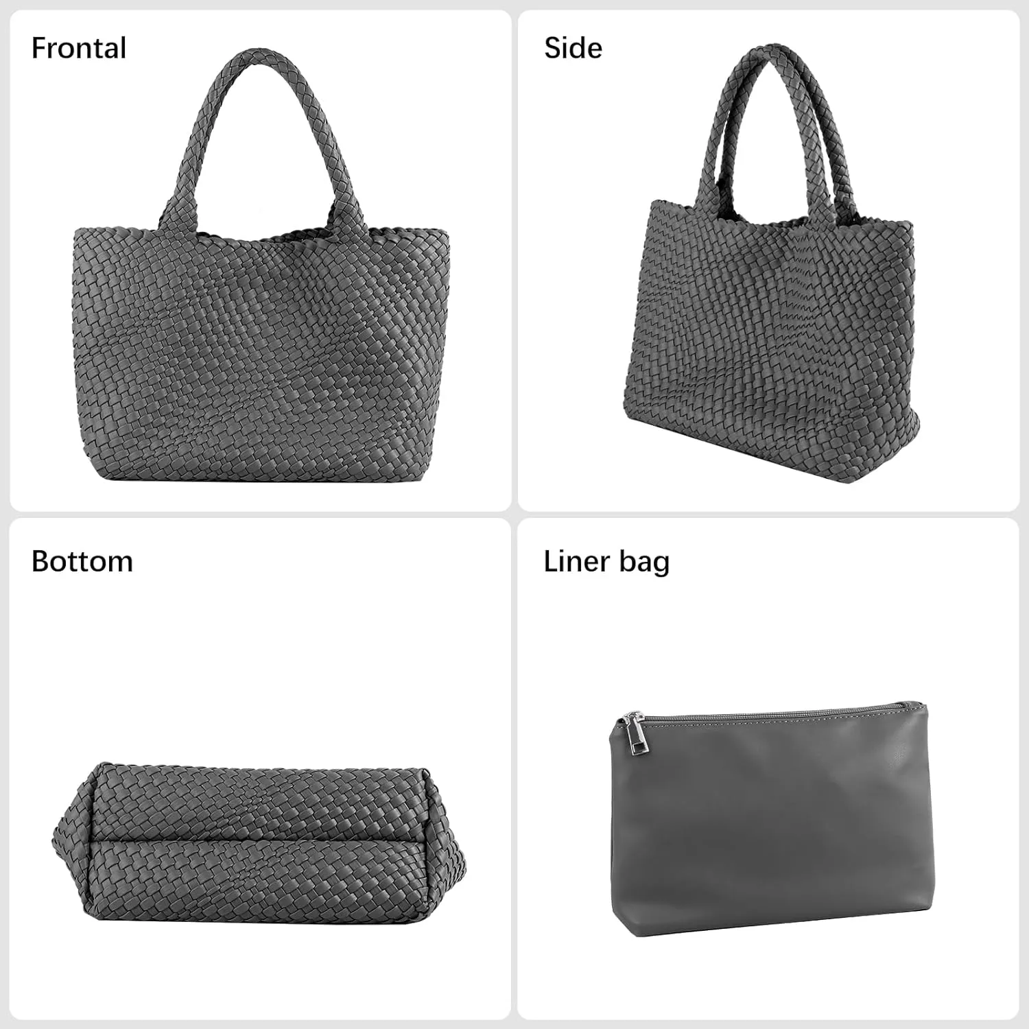Woven Tote Bag Womens Purse Vegan Leather Shoulder Handbags Fashion Summer Beach Tote Bags Large Travel Totes
