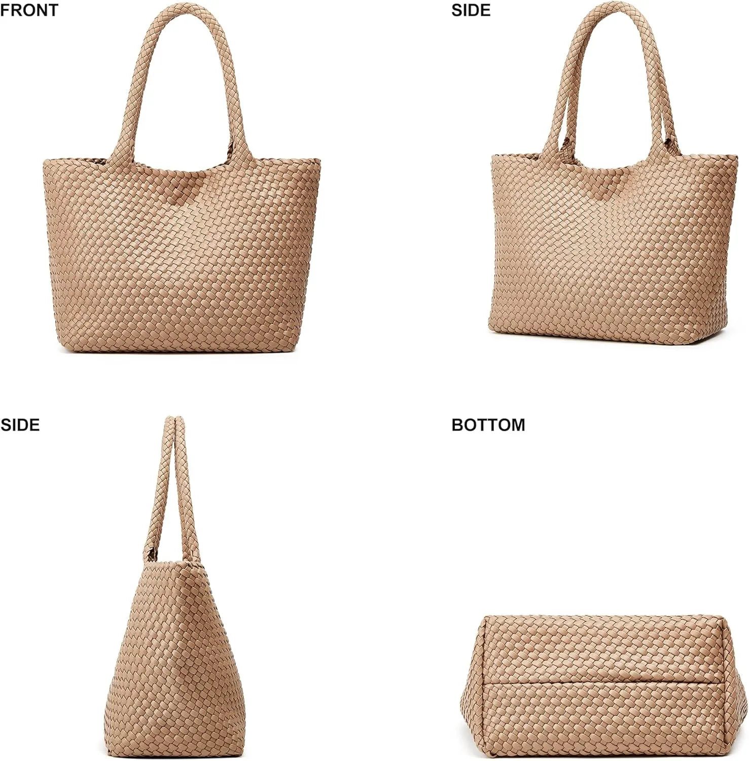 Woven Tote Bag Womens Purse: Vegan Leather Shoulder Handbags - Fashion Summer Beach Tote Bags - Large Travel Totes