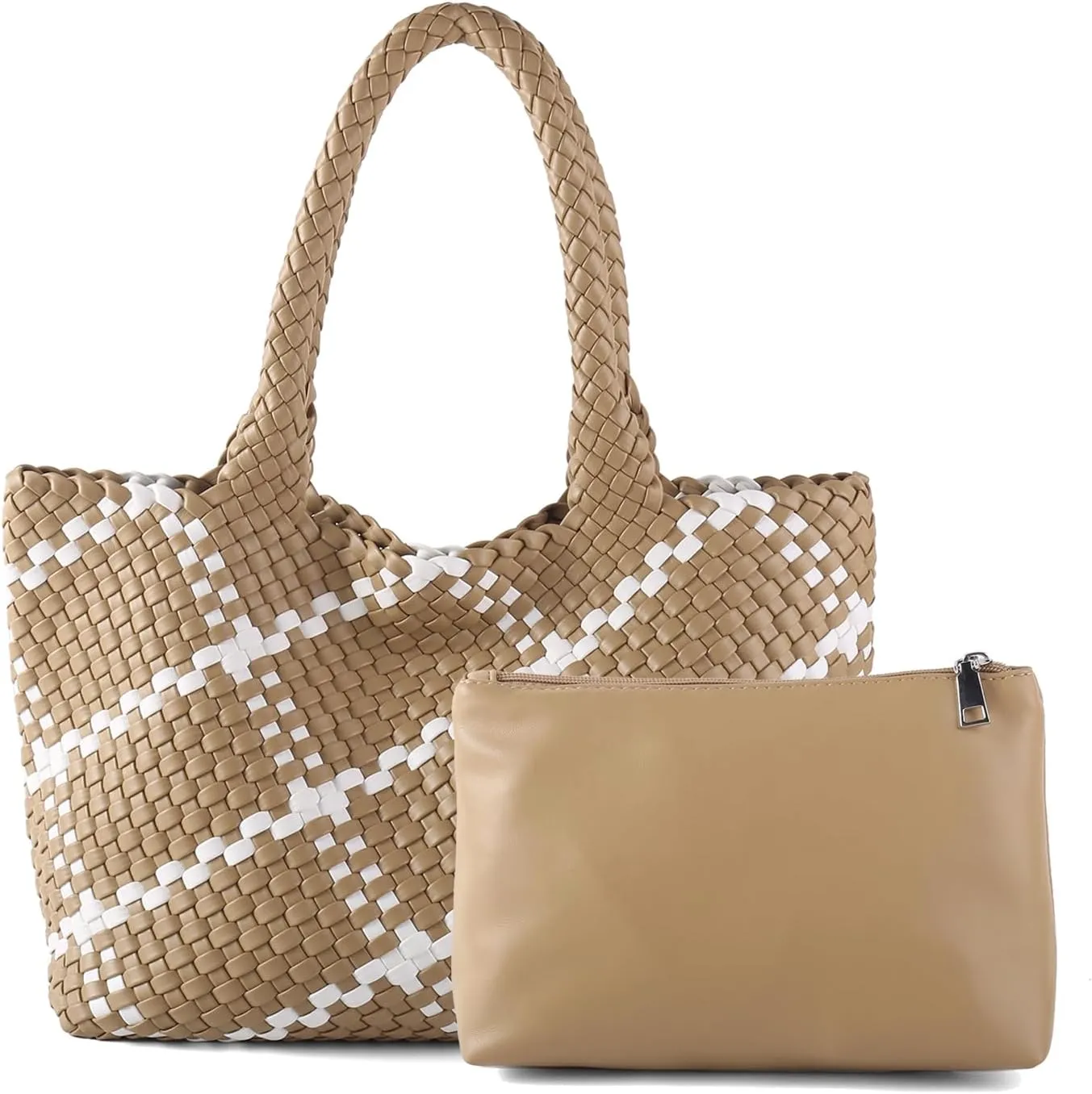 Woven Tote Bag Womens Purse Vegan Leather Shoulder Handbags Fashion Summer Beach Tote Bags Large Travel Totes