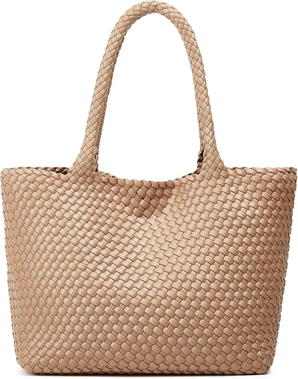 Woven Tote Bag Womens Purse: Vegan Leather Shoulder Handbags - Fashion Summer Beach Tote Bags - Large Travel Totes