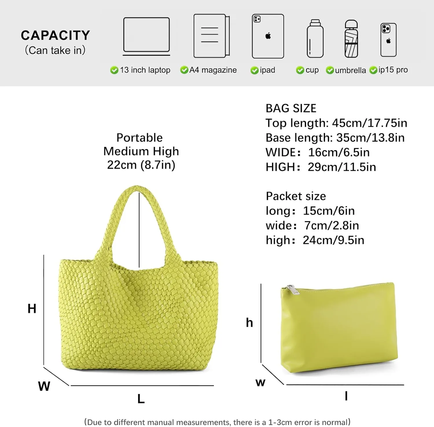 Woven Tote Bag Womens Purse Vegan Leather Shoulder Handbags Fashion Summer Beach Tote Bags Large Travel Totes