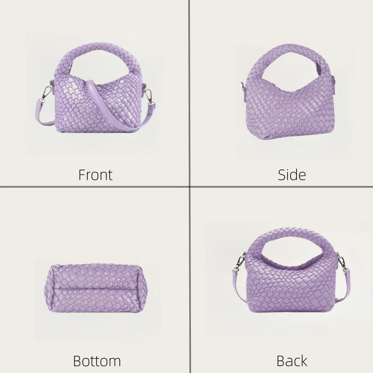 Woven Tote Small Crossbody Bag for Women, Leather Handbag Top-handle Designer Luxury Purse with Detachable Shoulder Strap