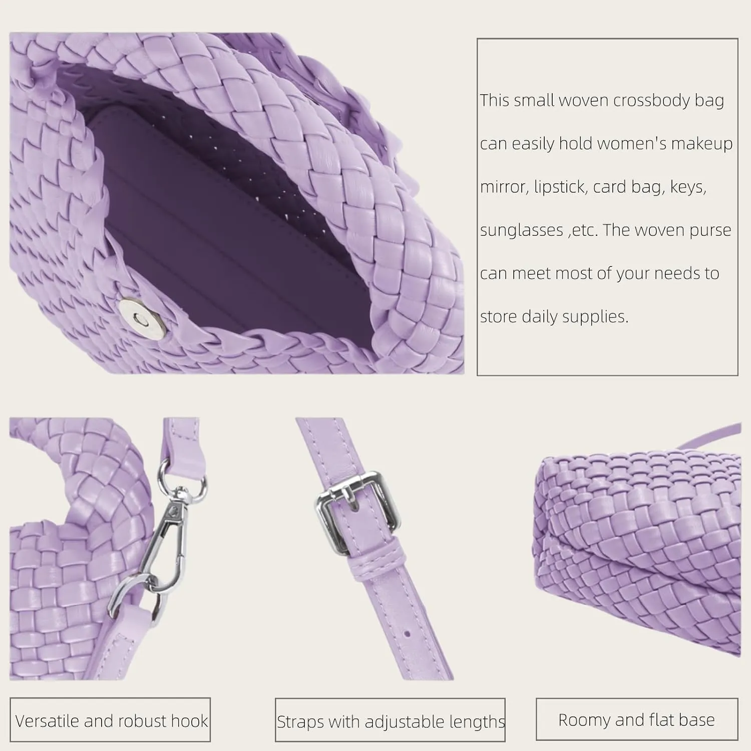 Woven Tote Small Crossbody Bag for Women, Leather Handbag Top-handle Designer Luxury Purse with Detachable Shoulder Strap