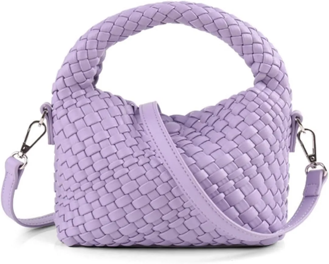 Woven Tote Small Crossbody Bag for Women, Leather Handbag Top-handle Designer Luxury Purse with Detachable Shoulder Strap