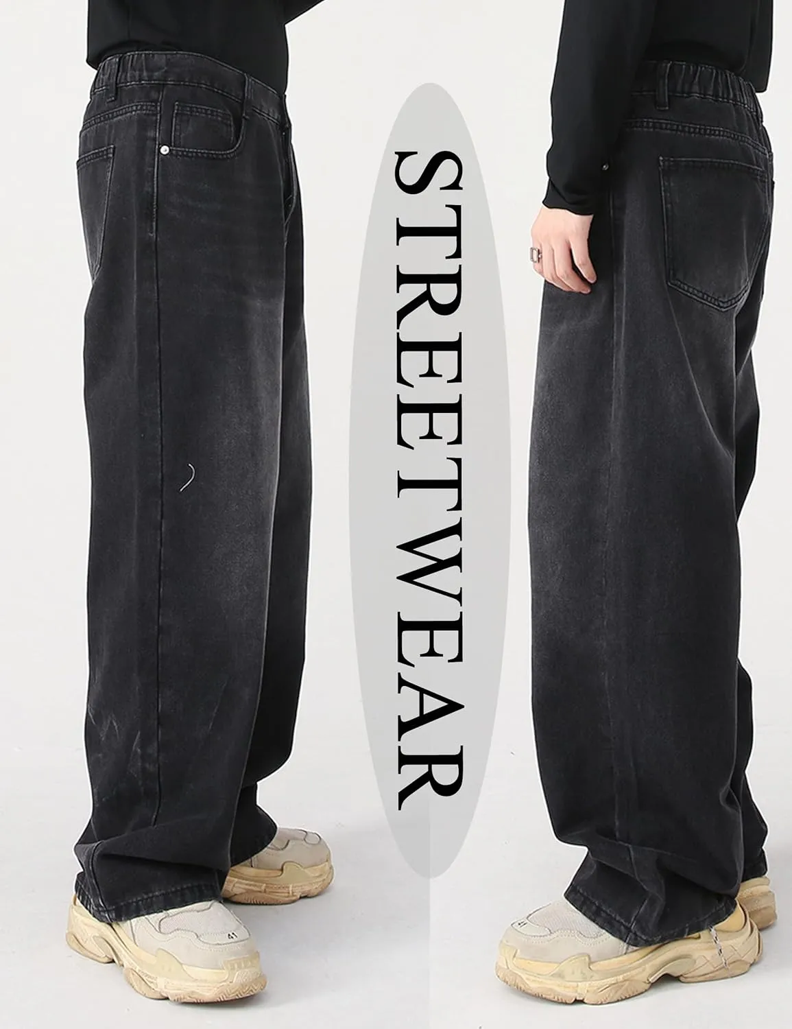 Y2k Baggy Jeans Mens Denim Jeans Wide Leg Pants Hip Hop Skater Jeans Oversized Vintage Streetwear