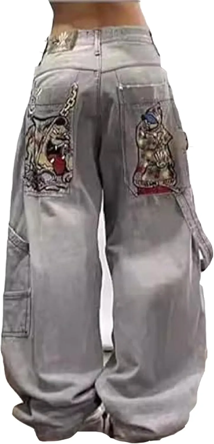 Y2K Vintage Baggy Jeans Fashion Graphic Causal Straight Leg Denim Pants