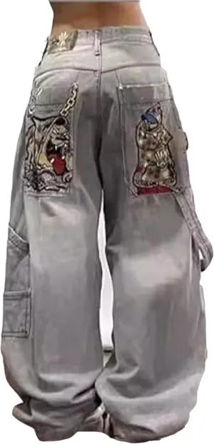 Y2K Vintage Baggy Jeans Fashion Graphic Causal Straight Leg Denim Pants