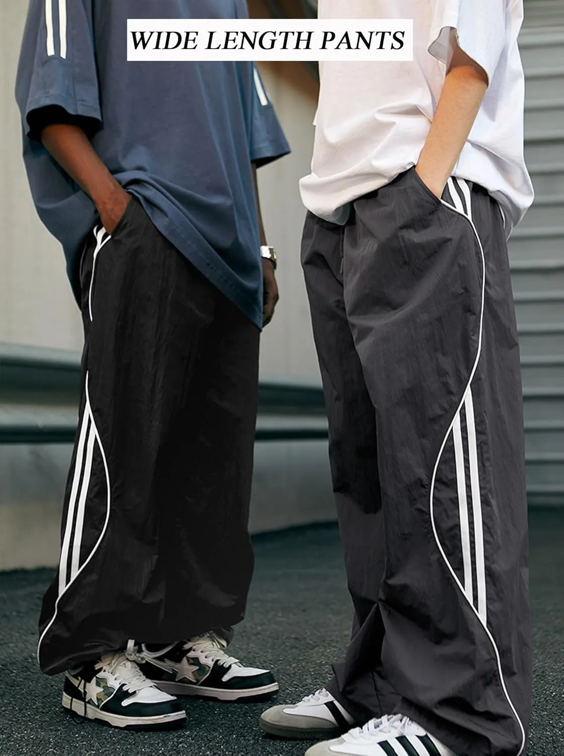 Y2k Wide Leg Sweatpants Parachute Cargo Pants Vintage Oversized Baggy Joggers Streetwear Pants