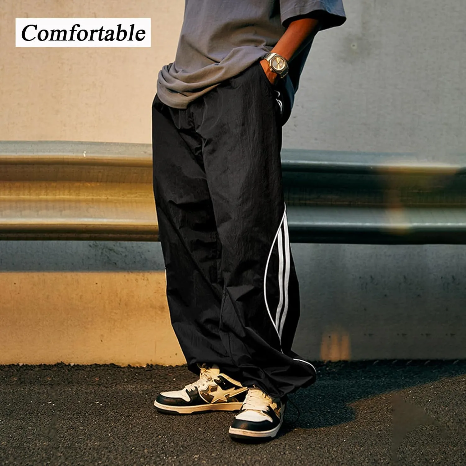 Y2k Wide Leg Sweatpants Parachute Cargo Pants Vintage Oversized Baggy Joggers Streetwear Pants