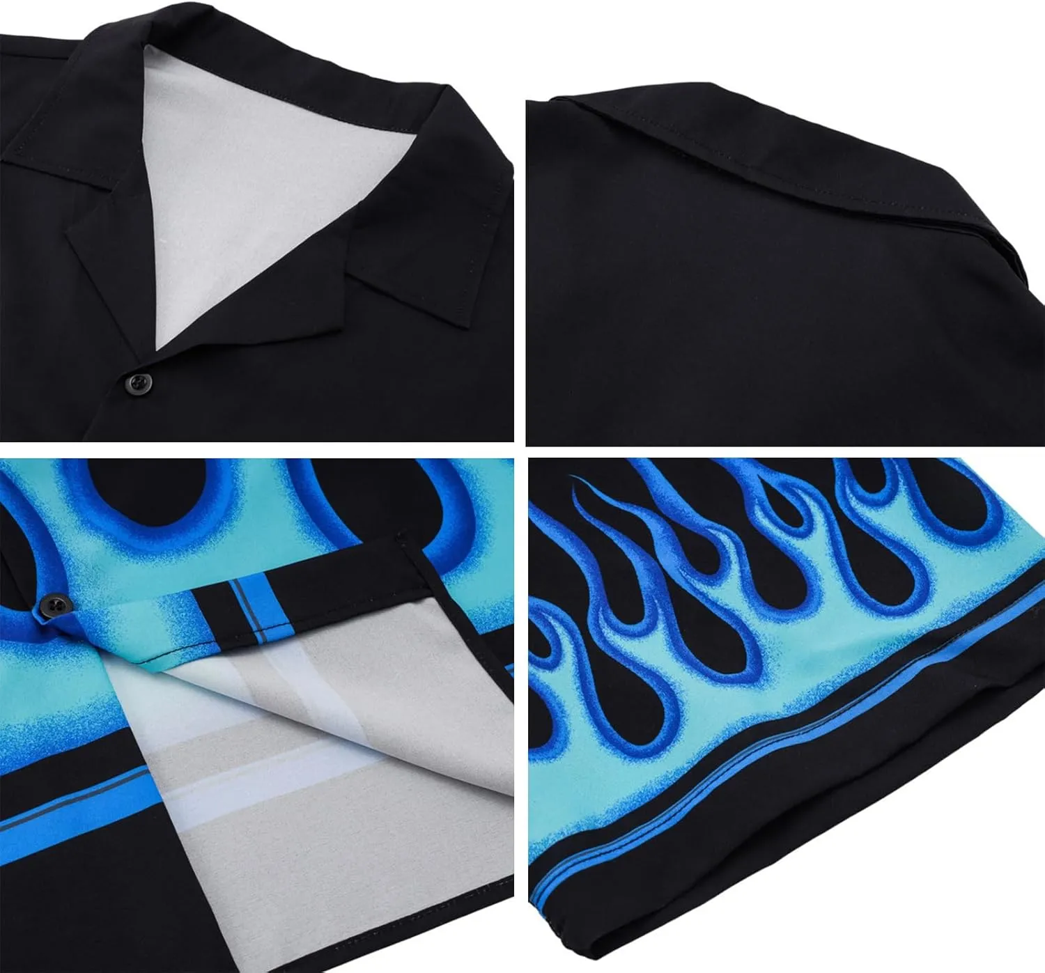 YEMOCILE Button Down Flame Shirt for Men Women Oversized Short Sleeve T-Shirt