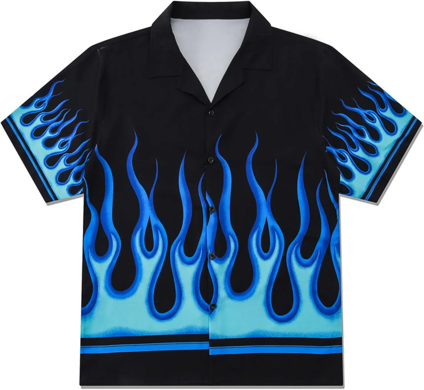 YEMOCILE Button Down Flame Shirt for Men Women Oversized Short Sleeve T-Shirt