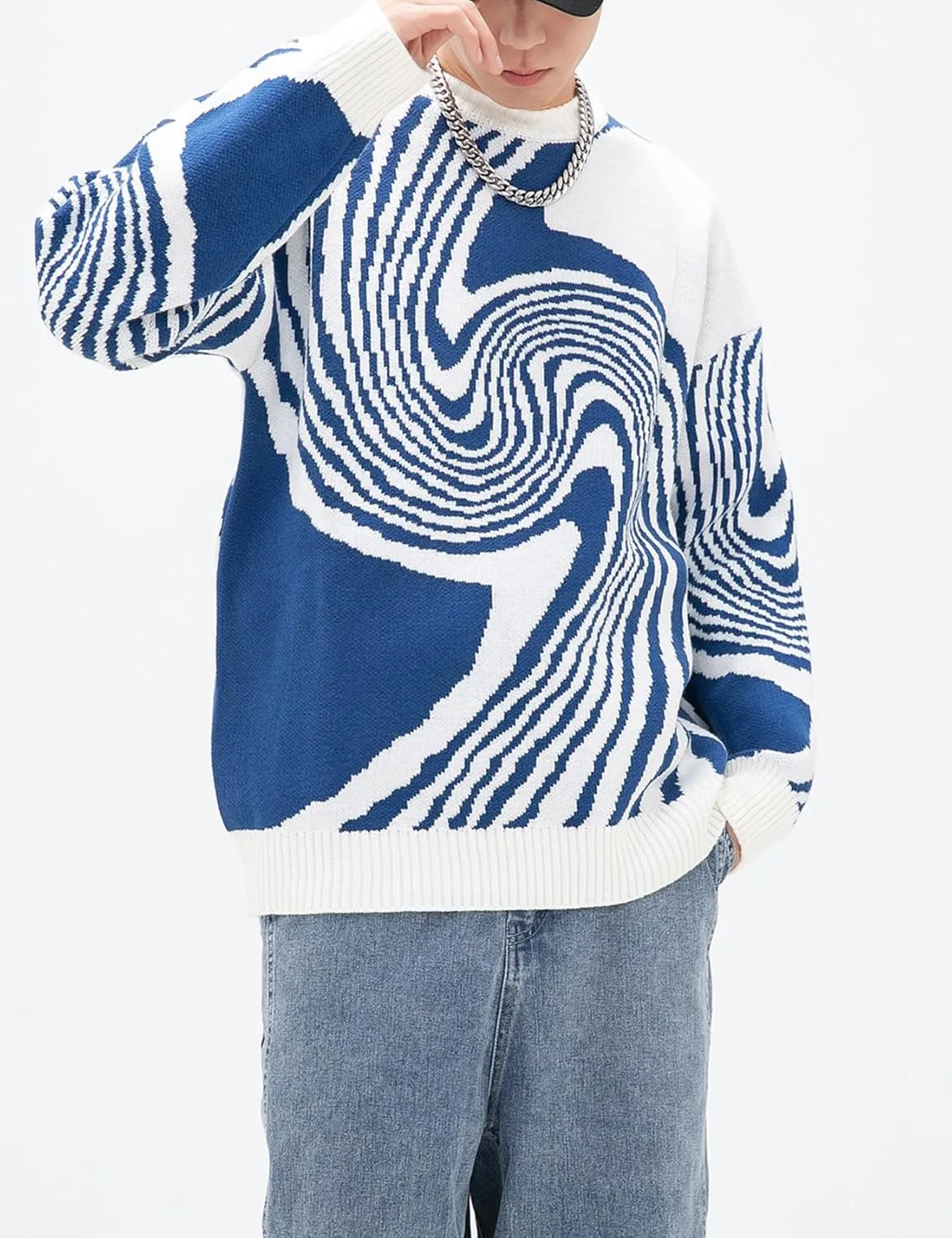 Yimoon Mens Van Gogh Graphic Sweaters Unisex Oversized Casual Knitted Long Sleeve Pullover Jumper Tops
