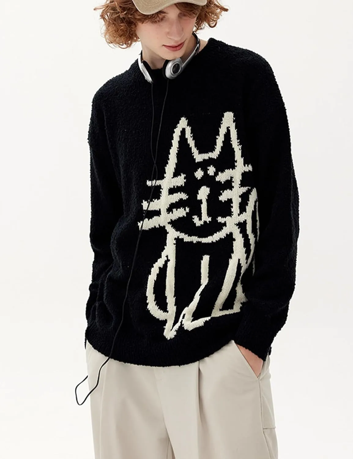 Yimoon Mens Van Gogh Graphic Sweaters Unisex Oversized Casual Knitted Long Sleeve Pullover Jumper Tops