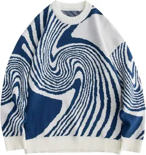 Yimoon Mens Van Gogh Graphic Sweaters Unisex Oversized Casual Knitted Long Sleeve Pullover Jumper Tops