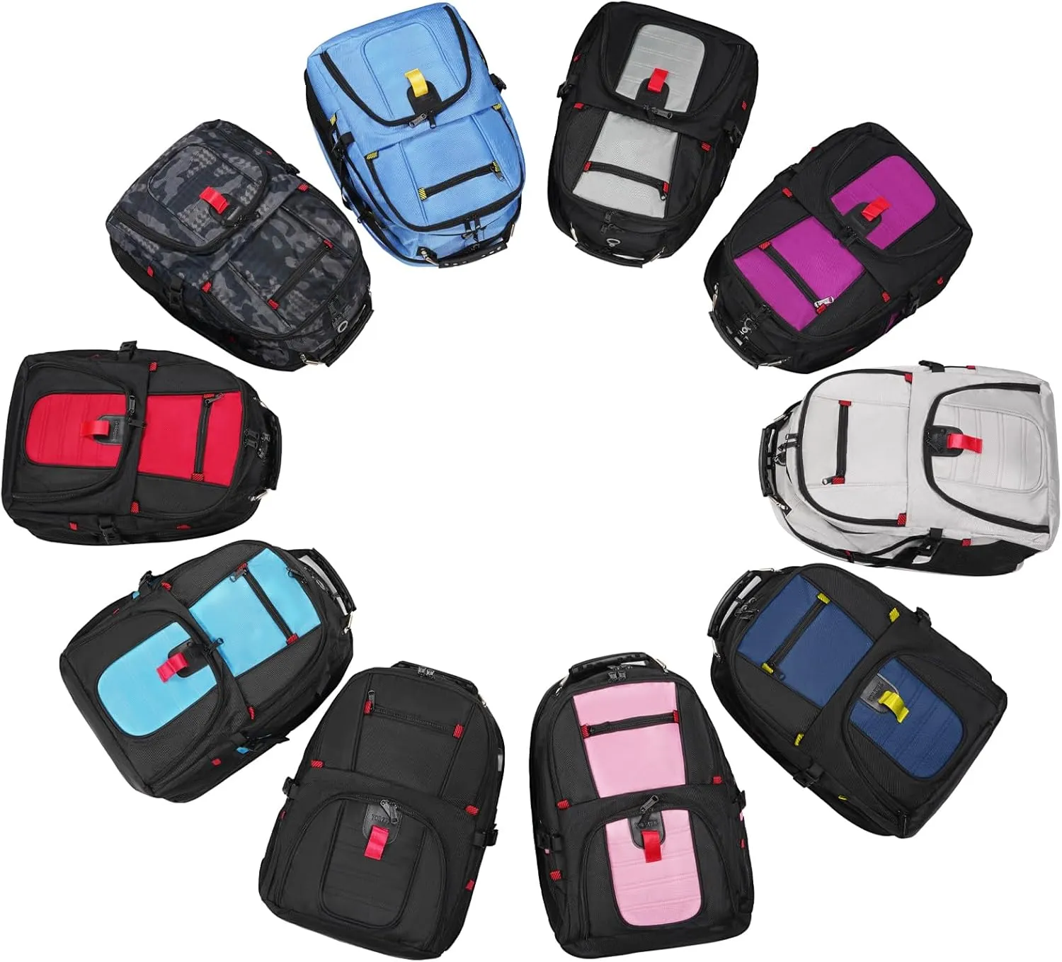 YOREPEK Travel Backpack, Extra Large 50L Laptop Backpacks for Men Women, Water Resistant College Backpack Airline Approved Business Work Bag with USB Charging Port Fits 17 Inch Computer, Bright Red