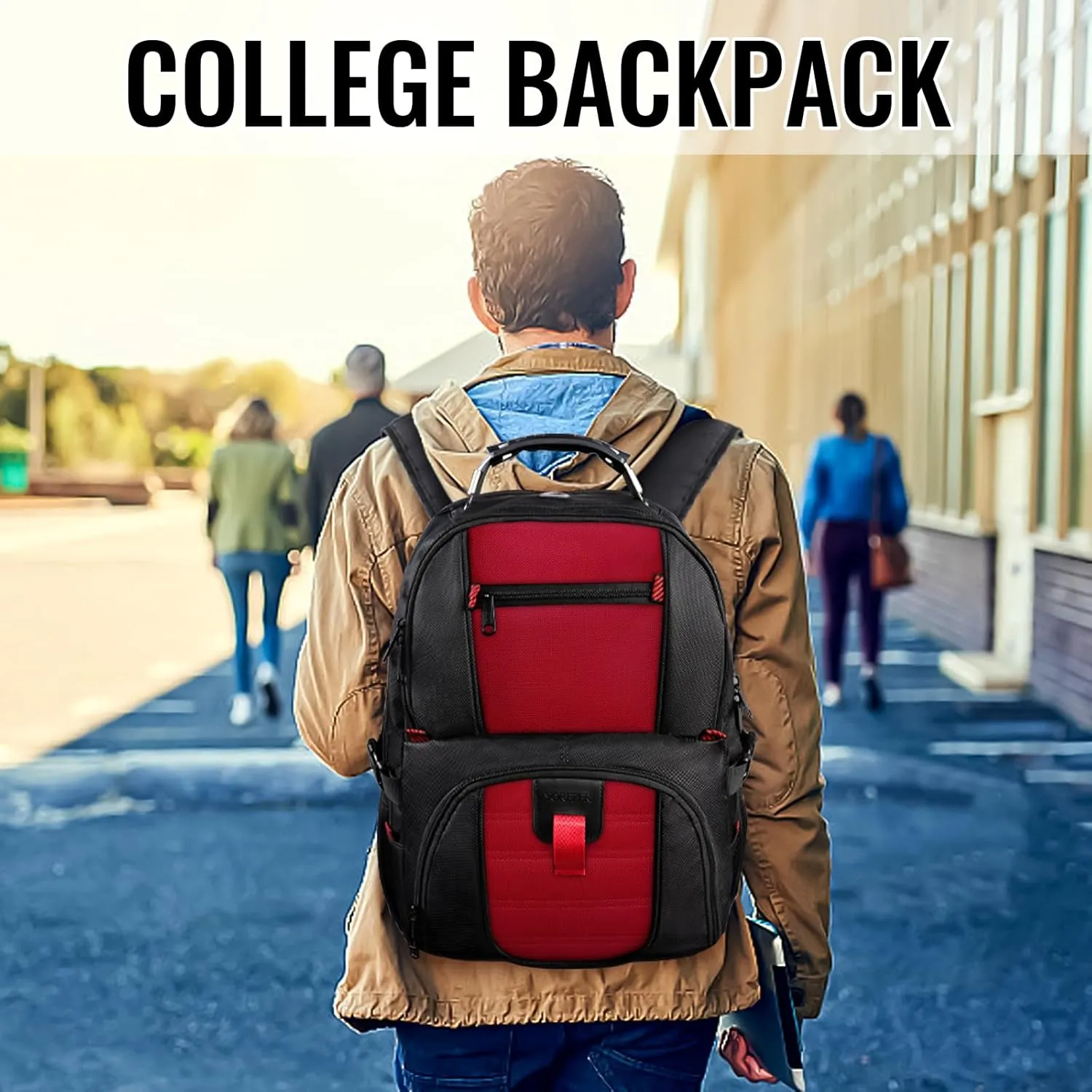 YOREPEK Travel Backpack, Extra Large 50L Laptop Backpacks for Men Women, Water Resistant College Backpack Airline Approved Business Work Bag with USB Charging Port Fits 17 Inch Computer, Bright Red