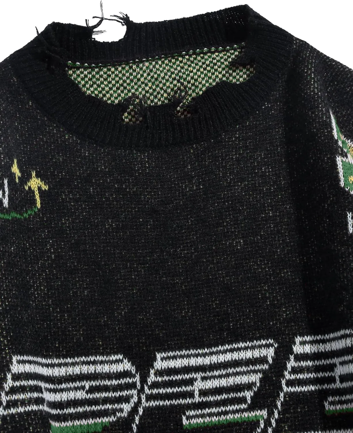 ZAFUL Men's Oversized Sweater Y2K Aesthetic Flame Graphic Crewneck Knit Pullover Unisex Casual Sweaters