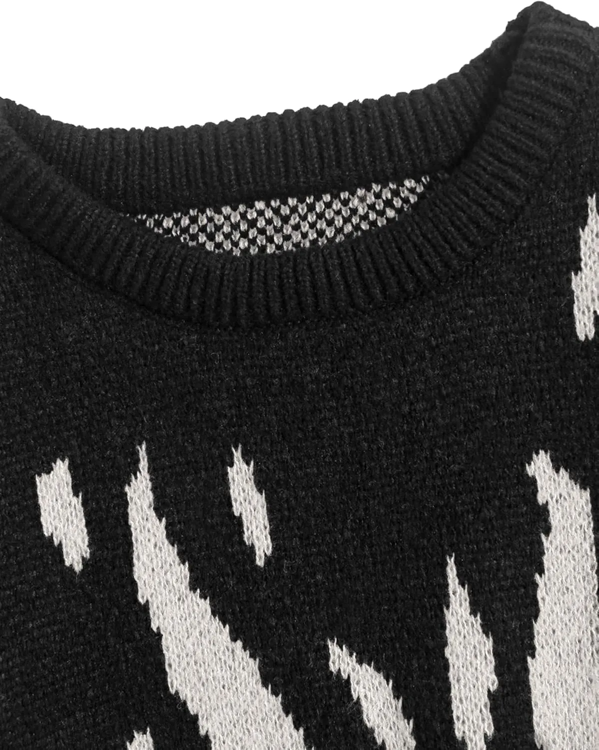ZAFUL Men's Oversized Sweater Y2K Aesthetic Flame Graphic Crewneck Knit Pullover Unisex Casual Sweaters