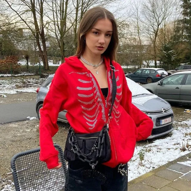 Zip Up Gothic Black Hoodies