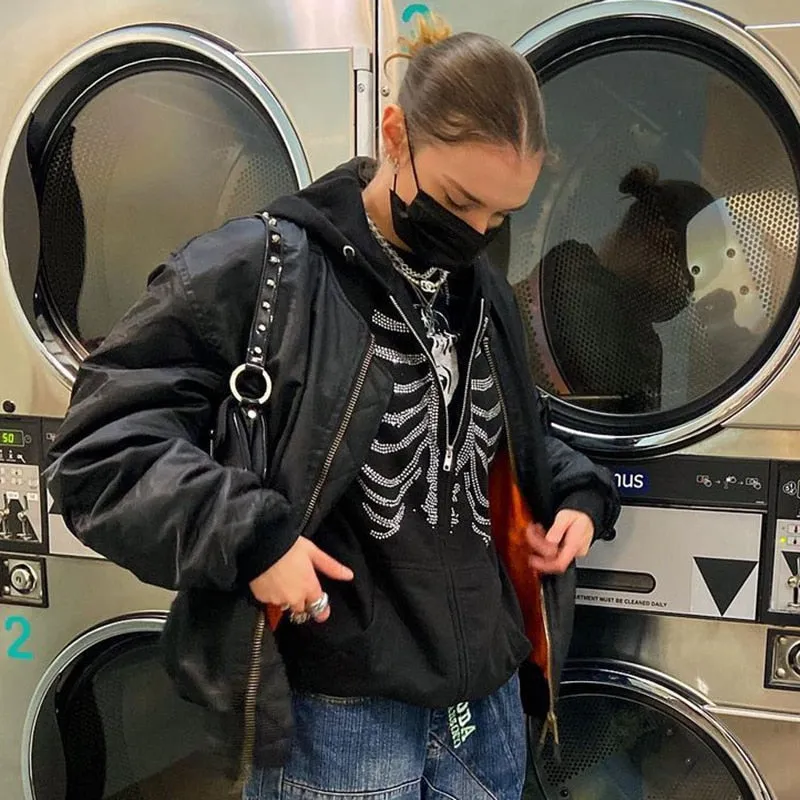 Zip Up Gothic Black Hoodies