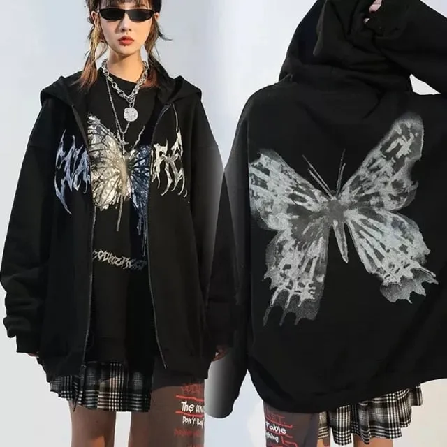 Zip Up Gothic Black Hoodies