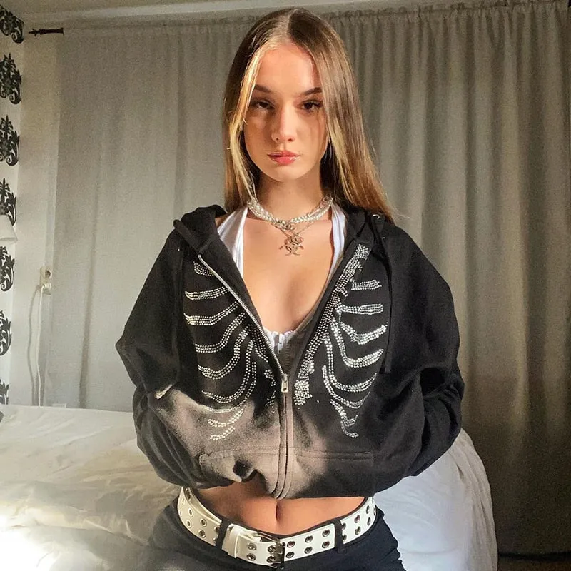 Zip Up Gothic Black Hoodies