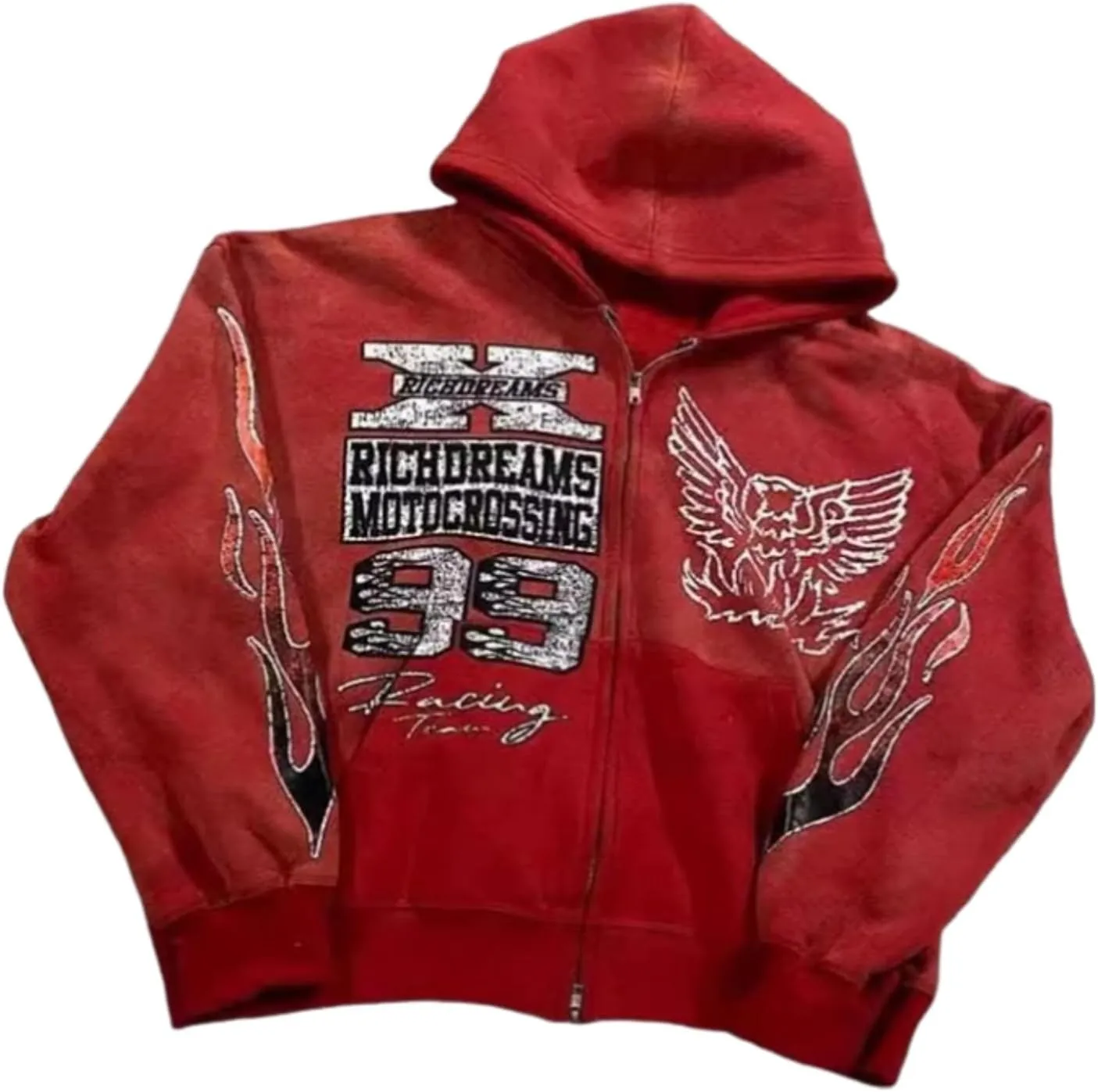 Zip Up Hoodie Grunge Jackets Streetwear Y2k Unisex Emo Vintage 2000s Outerwear Oversized Graphic Hoodies Star Rapper